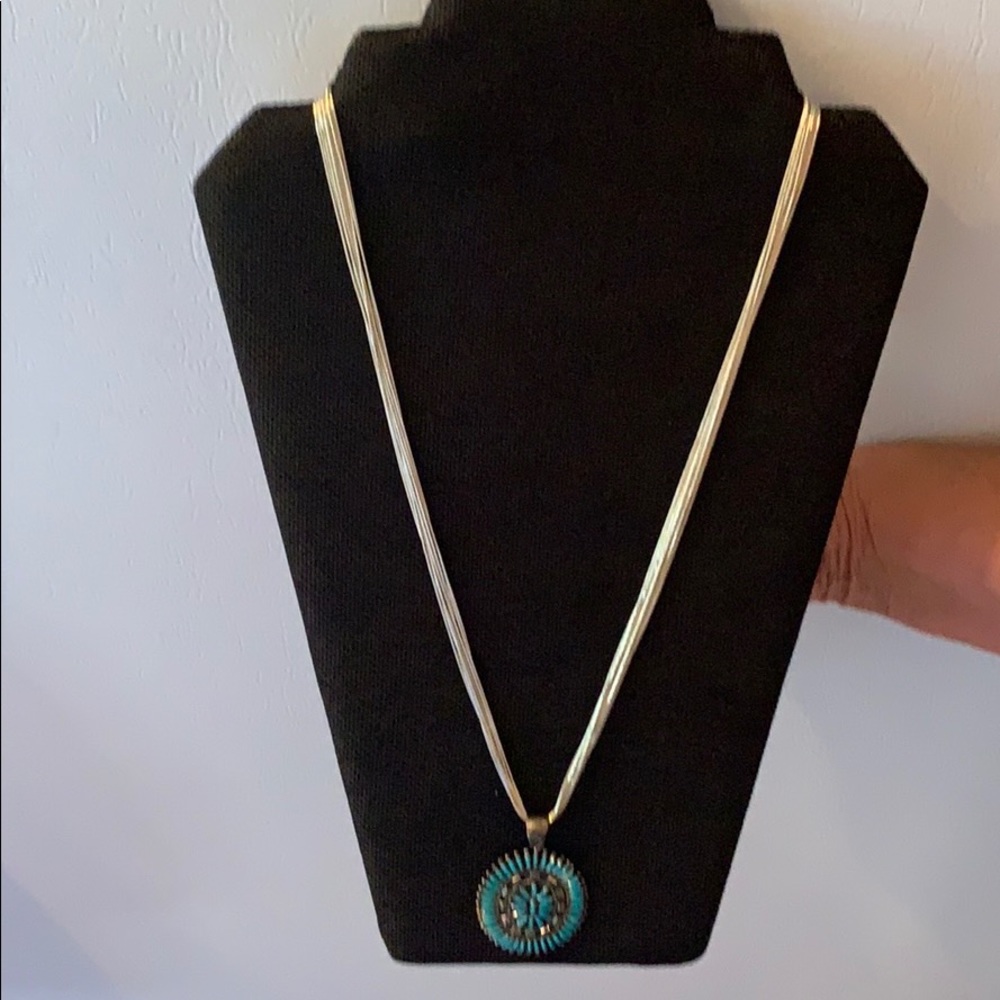 Liquid Sterling silver Turquoise Cluster Necklace